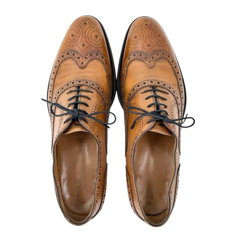 Botticelli Italian Designer Brown Wingtip Oxford Brogue Leather Laceup Shoes